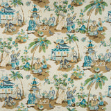 BRUNSCHWIG & FILS - XIAN LINEN & COTTON PRINT- SEAFOAM/SAND - Fabric by the Yard