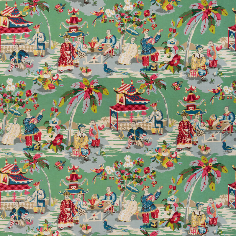 BRUNSCHWIG & FILS - XIAN LINEN & COTTON PRINT- JADE - Fabric by the Yard JADE