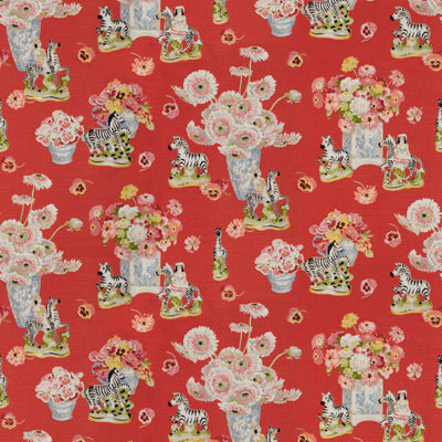 BRUNSCHWIG & FILS - GILLIAN S ZEBRAS LINEN & COTTON PRINT- FLAME - Fabric by the Yard - BR-79653_154