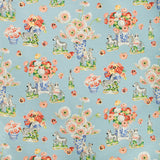 BRUNSCHWIG & FILS - GILLIAN S ZEBRAS LINEN & COTTON PRINT- SKY - Fabric by the Yard