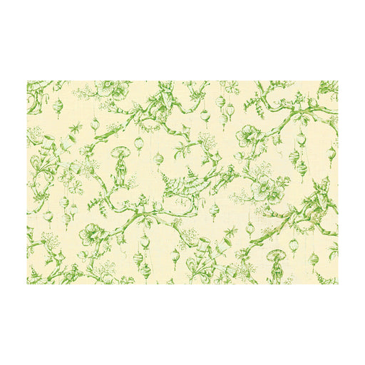 BRUNSCHWIG & FILS - FESTIVAL OF LANTERNS LINEN PRINT- GREEN - Fabric by the Yard GREEN