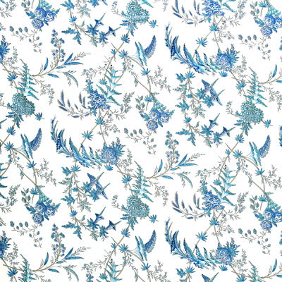 BRUNSCHWIG & FILS - EDITH S REVERIE COTTON PRINT- CAMAIEU BLUE - Fabric by the Yard - BR-79742_203