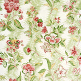 BRUNSCHWIG & FILS - MONSOON FLORAL LINEN & COTTON PRINT- CORAL/LETTUCE - Fabric by the Yard