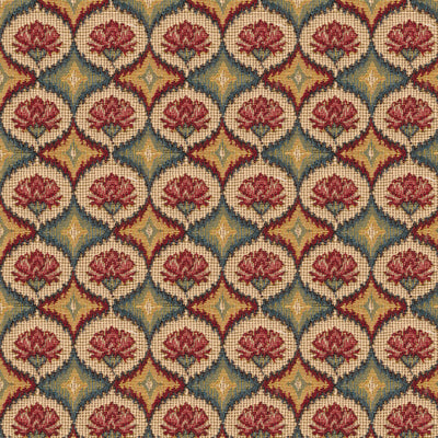 BRUNSCHWIG & FILS - FABIENNE WOVEN TAPESTRY- RED BLUE - Fabric by the Yard - BR-89438_M12
