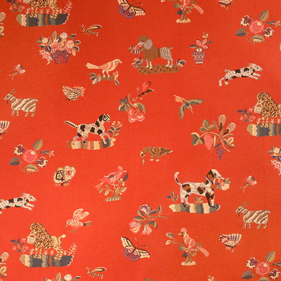 BRUNSCHWIG & FILS - ANIMALITOS WOVEN TAPESTRY- TOMATO - Fabric by the Yard - BR-89477_150