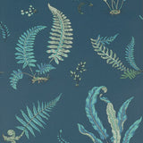 G P & J BAKER - FERNS- INDIGO/TEAL - Wallcovering by the Roll