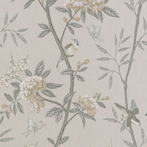G P & J BAKER - PEONY & BLOSSOM- DOVE/SILVER - Wallcovering by the Roll DOVE/SILVER