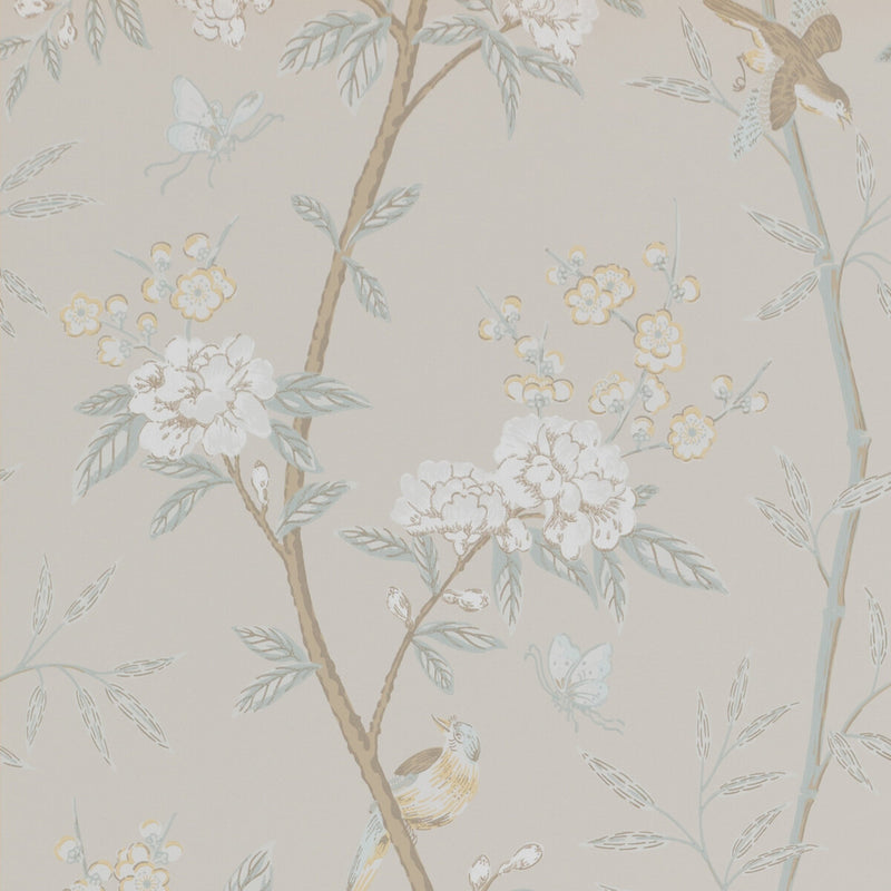 G P & J BAKER - PEONY & BLOSSOM- SOFT AQUA - Wallcovering by the Roll SOFT AQUA