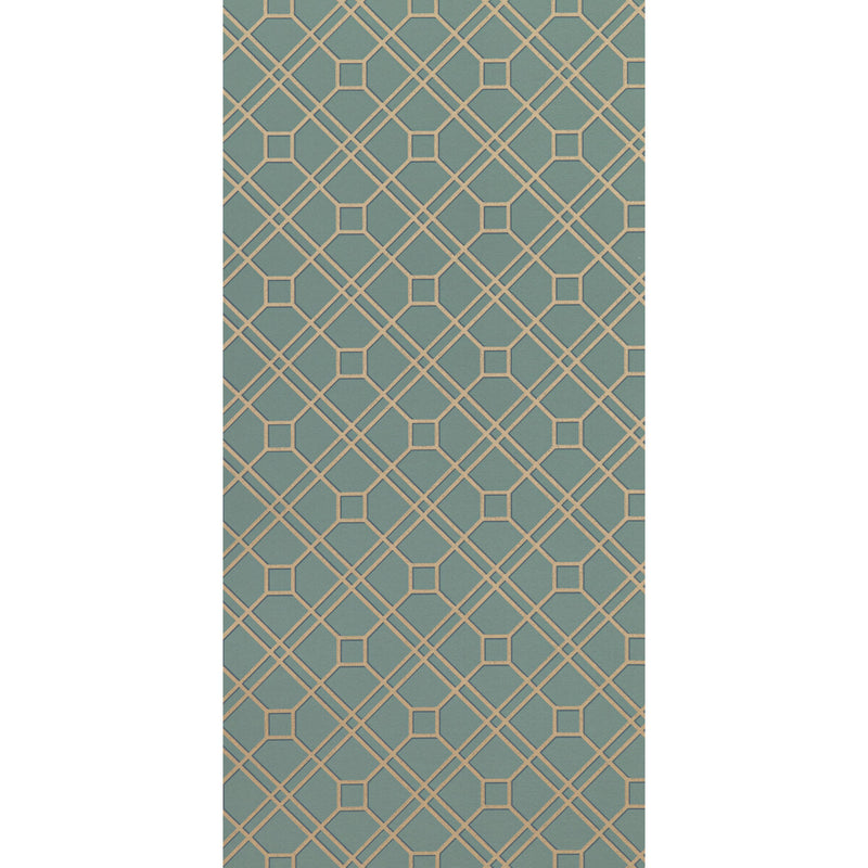 G P & J BAKER - LANGDALE TRELLIS- TEAL/BRONZE - Wallcovering by the Roll TEAL/BRONZE