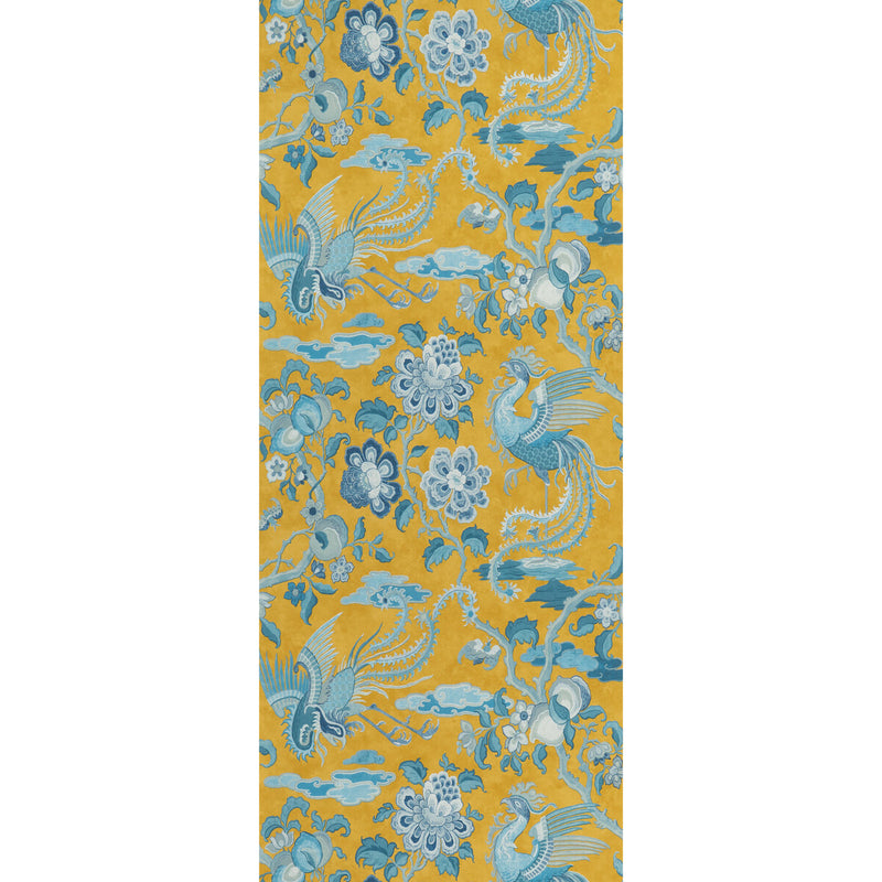 G P & J BAKER - CHIFU- OCHRE/BLUE - Wallcovering by the Roll OCHRE/BLUE