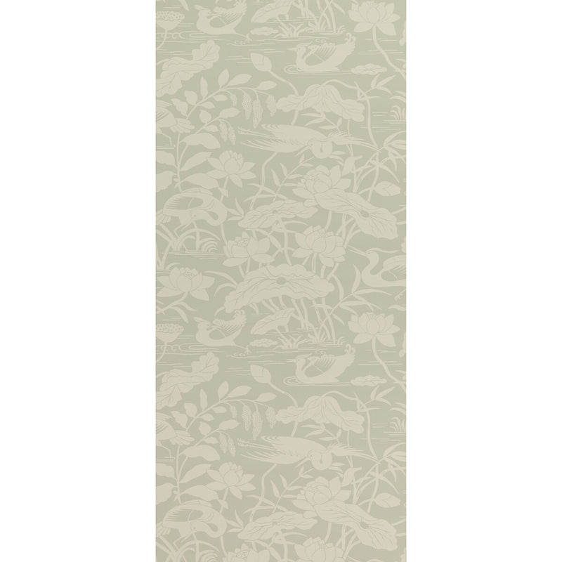G P & J BAKER - HERON & LOTUS FLOWER- AQUA - Wallcovering by the Roll AQUA