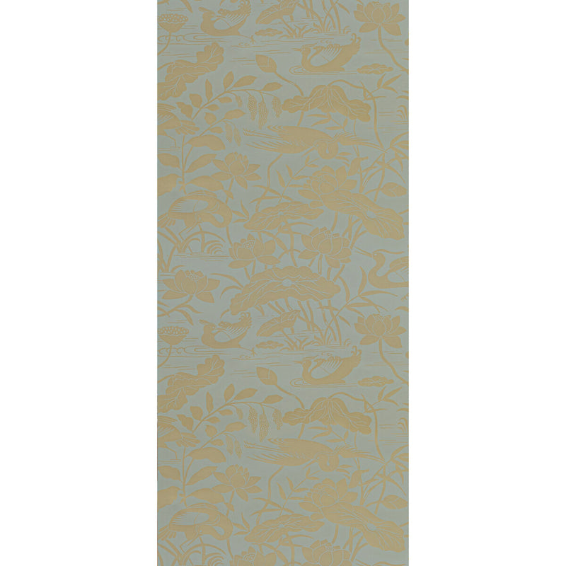G P & J BAKER - HERON & LOTUS FLOWER- EUCALYPTUS - Wallcovering by the Roll EUCALYPTUS