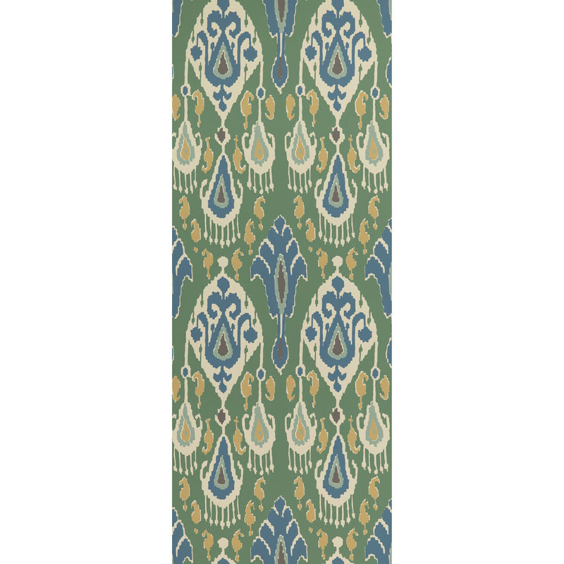 G P & J BAKER - IKAT BOKHARA- EMERALD - Wallcovering by the Roll EMERALD