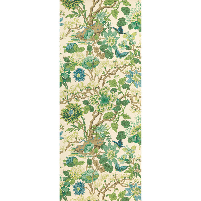 G P & J BAKER - MAGNOLIA- EMERALD/TEAL - Wallcovering by the Roll EMERALD/TEAL