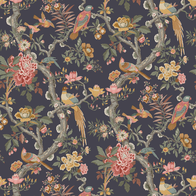 G P & J BAKER - ELTHAM- CHARCOAL/JEWEL - Wallcovering by the Roll CHARCOAL/JEWEL