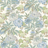 G P & J BAKER - SUMMER PEONY- AQUA - Wallcovering by the Roll