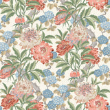 G P & J BAKER - SUMMER PEONY- RED/GREEN - Wallcovering by the Roll
