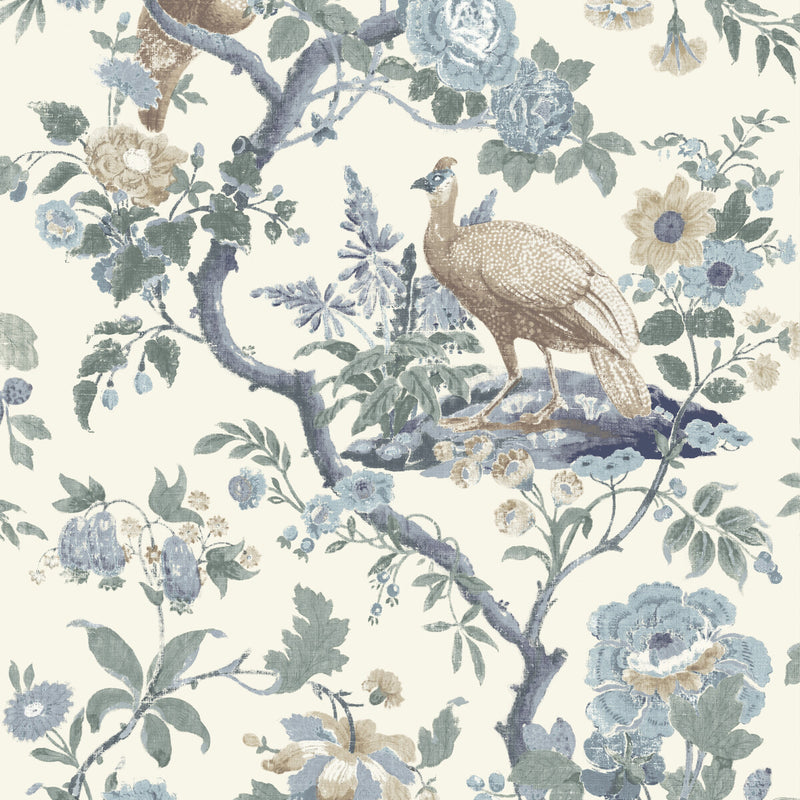 G P & J BAKER - BROUGHTON ROSE- BLUE - Wallcovering by the Roll BLUE