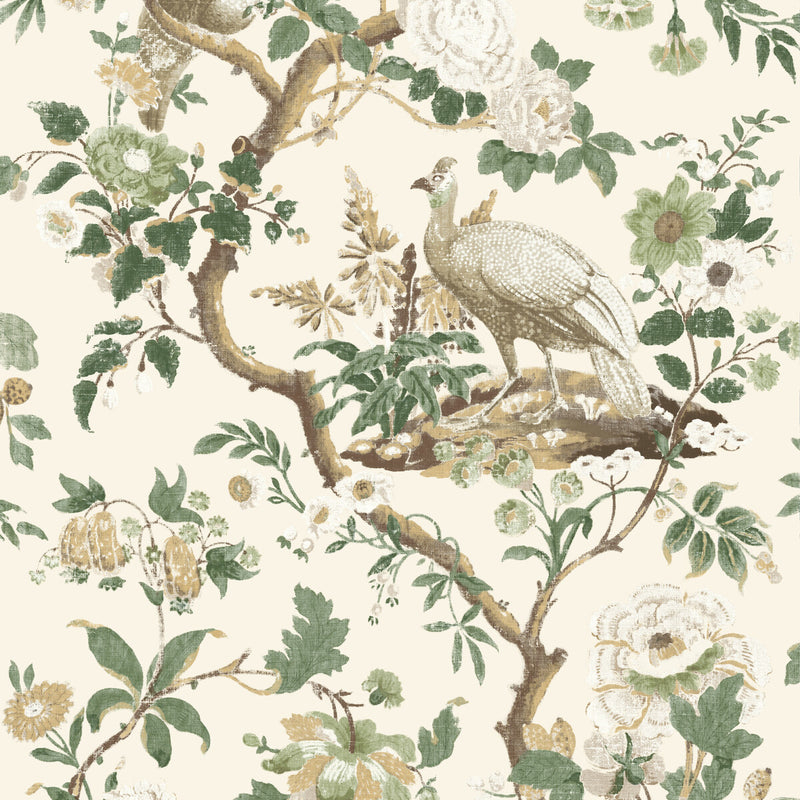 G P & J BAKER - BROUGHTON ROSE- GREEN - Wallcovering by the Roll GREEN