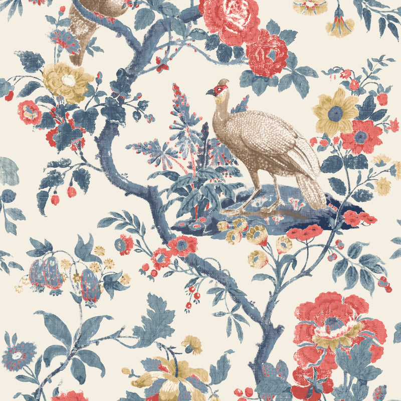 G P & J BAKER - BROUGHTON ROSE- INDIGO/RED - Wallcovering by the Roll INDIGO/RED