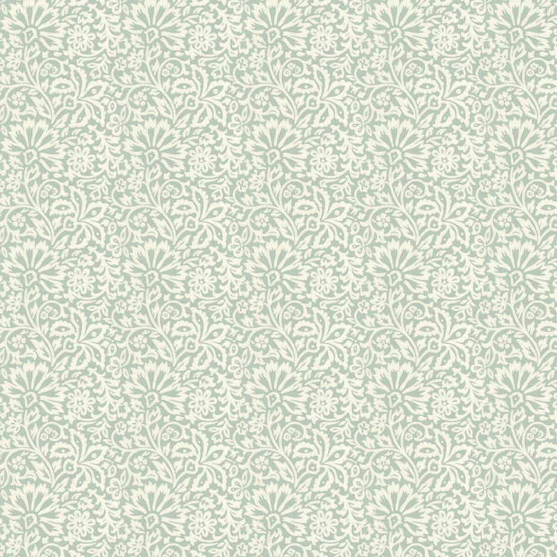 G P & J BAKER - FLORA- AQUA - Wallcovering by the Roll AQUA