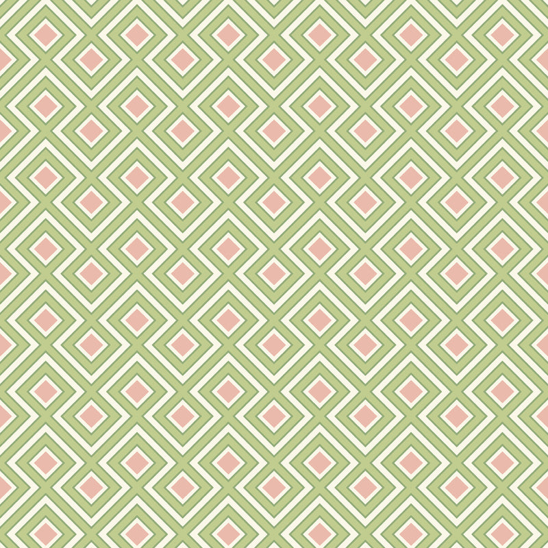 G P & J BAKER - LA FIORENTINA SMALL- GREEN/BLUSH - Wallcovering by the Roll GREEN/BLUSH