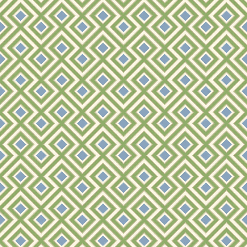 G P & J BAKER - LA FIORENTINA SMALL- EMERALD/BLUE - Wallcovering by the Roll EMERALD/BLUE