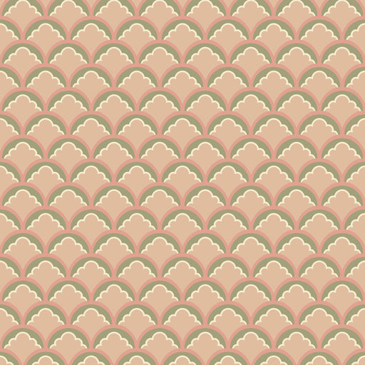 G P & J BAKER - MOUNT TEMPLE SMALL- BLUSH/GREEN - Wallcovering by the Roll BLUSH/GREEN