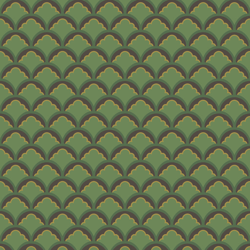 G P & J BAKER - MOUNT TEMPLE SMALL- EMERALD - Wallcovering by the Roll EMERALD