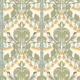 G P & J BAKER - BIRDS & CHERRIES- AQUA - Wallcovering by the Roll
