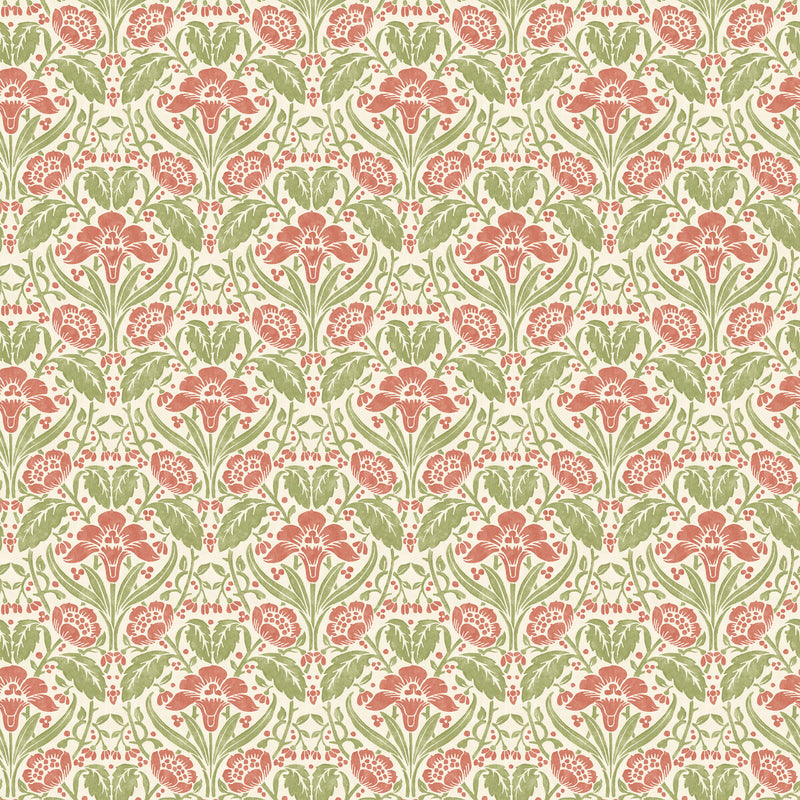 G P & J BAKER - IRIS MEADOW- PINK/GREEN - Wallcovering by the Roll PINK/GREEN