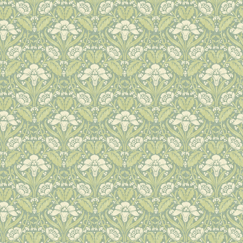 G P & J BAKER - IRIS MEADOW- AQUA/GREEN - Wallcovering by the Roll AQUA/GREEN