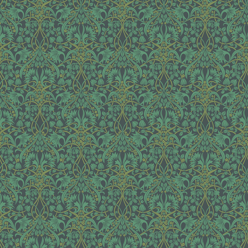 G P & J BAKER - FRITILLERIE- INDIGO/TEAL - Wallcovering by the Roll INDIGO/TEAL