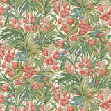 G P & J BAKER - TRUMPET FLOWERS- RED/GREEN - Wallcovering by the Roll