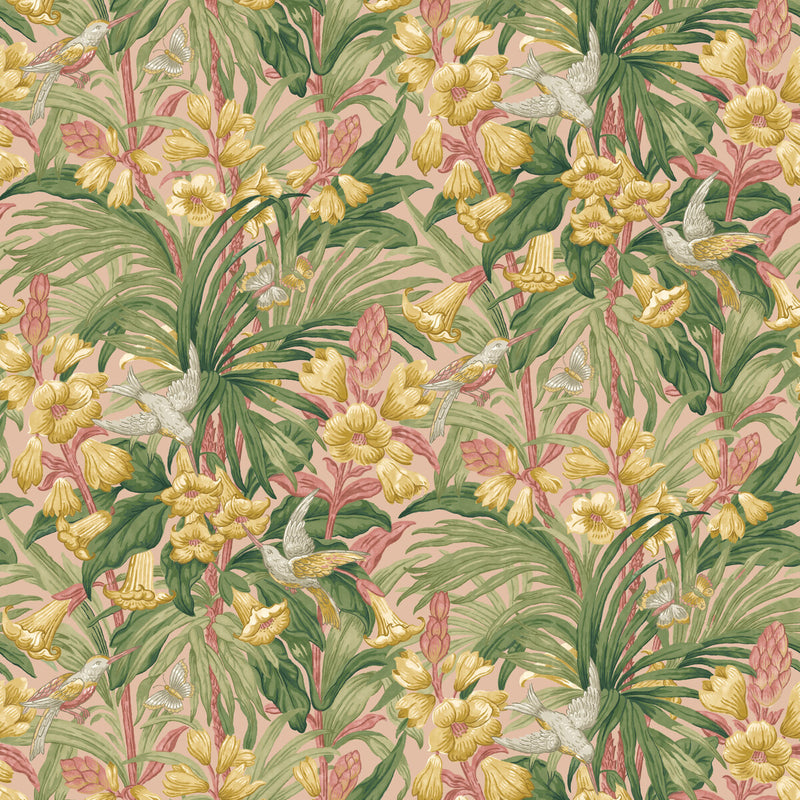 G P & J BAKER - TRUMPET FLOWERS- BLUSH - Wallcovering by the Roll BLUSH