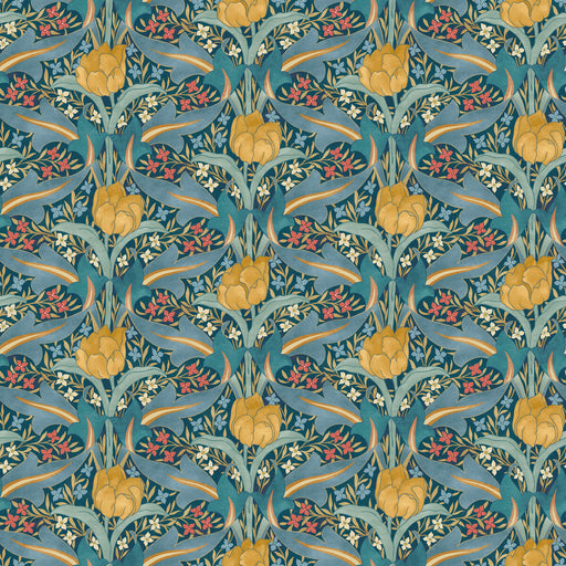 G P & J BAKER - TULIP & JASMINE- TEAL - Wallcovering by the Roll TEAL