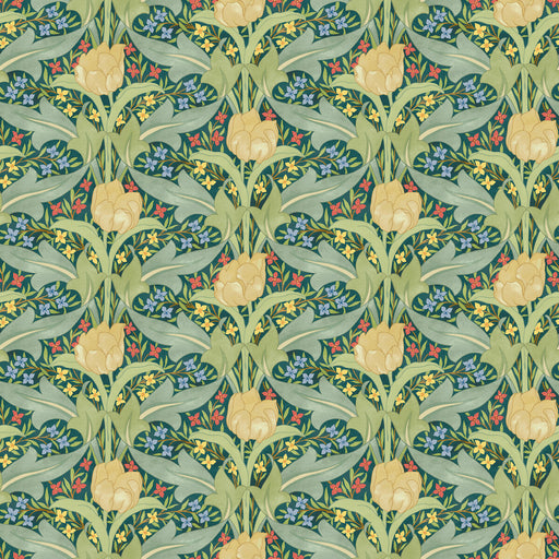 G P & J BAKER - TULIP & JASMINE- EMERALD - Wallcovering by the Roll EMERALD