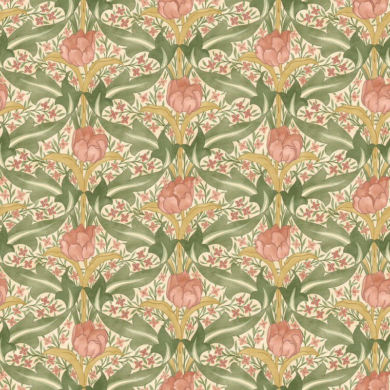 G P & J BAKER - TULIP & JASMINE- BLUSH - Wallcovering by the Roll BLUSH