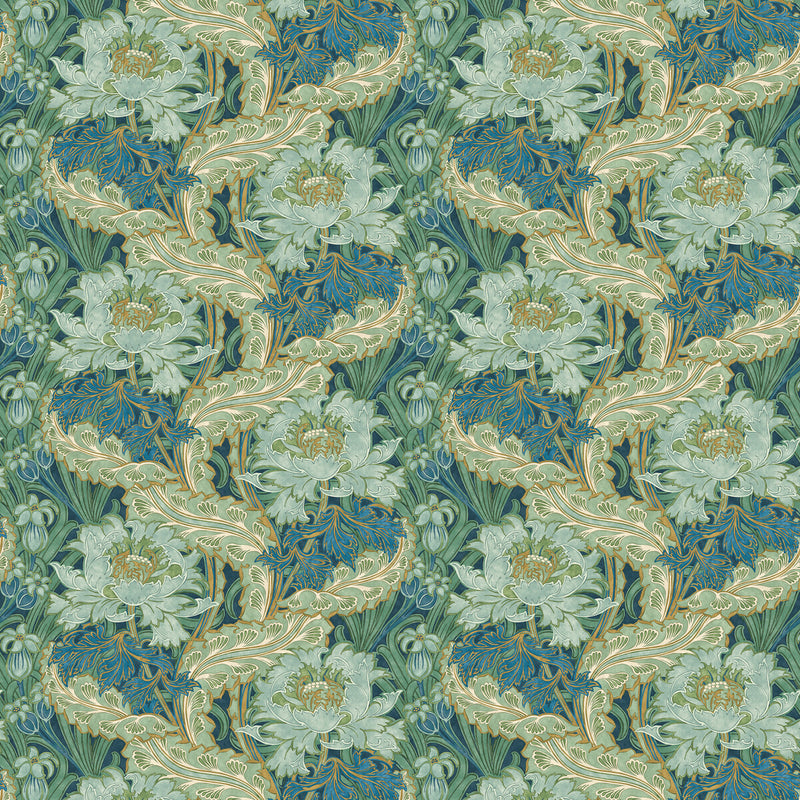 G P & J BAKER - BRANTWOOD- INDIGO/TEAL - Wallcovering by the Roll INDIGO/TEAL