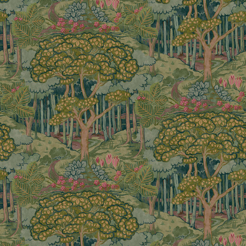 G P & J BAKER - RUSKIN- EMERALD - Wallcovering by the Roll EMERALD