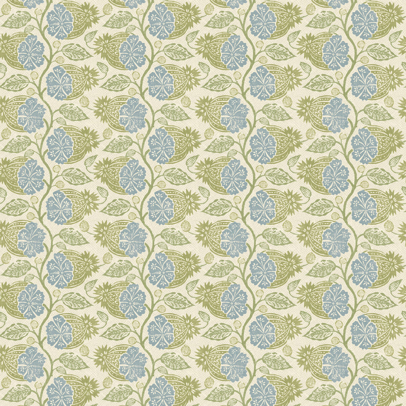 G P & J BAKER - CALCOT- GREEN/BLUE - Wallcovering by the Roll GREEN/BLUE