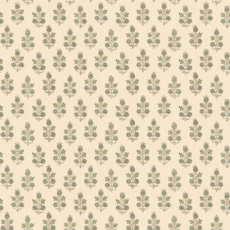 G P & J BAKER - POPPY SPRIG- AQUA - Wallcovering by the Roll AQUA