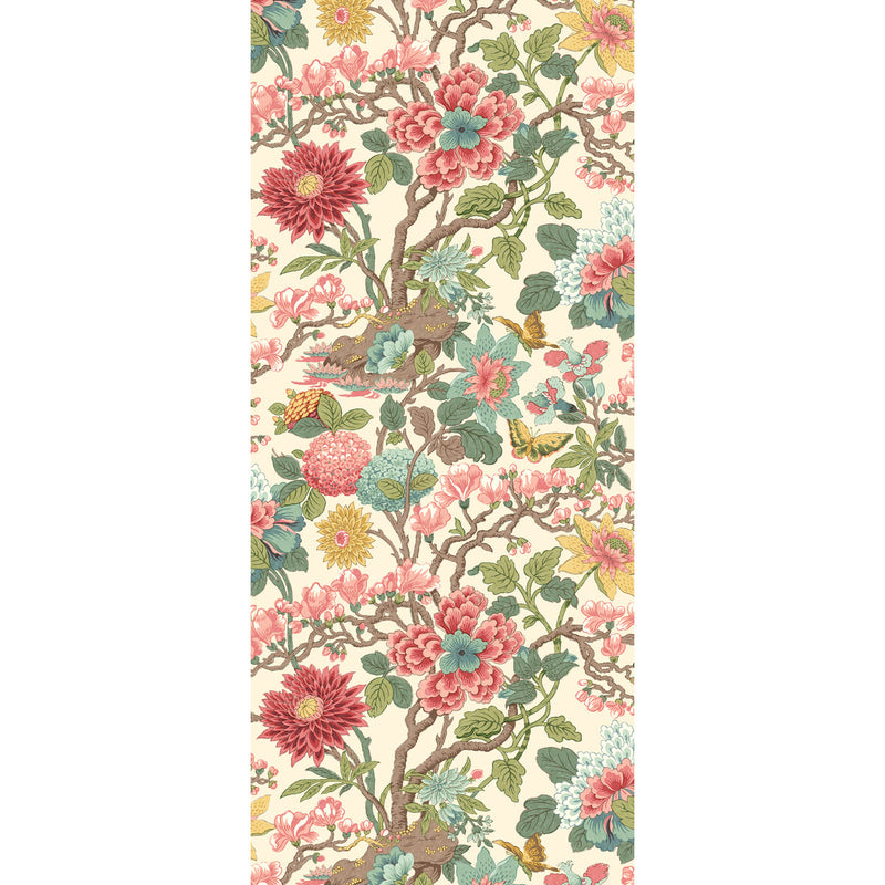 G P & J BAKER - LITTLE MAGNOLIA- ROSE MADDER - Wallcovering by the Roll ROSE MADDER