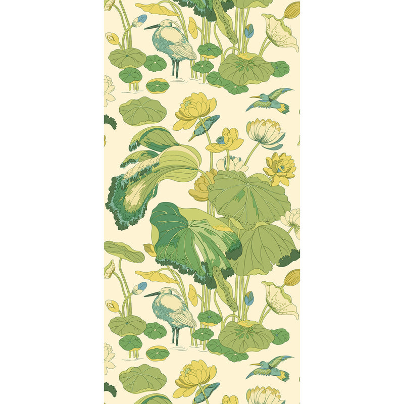 G P & J BAKER - NYMPHEUS- EMERALD - Wallcovering by the Roll EMERALD
