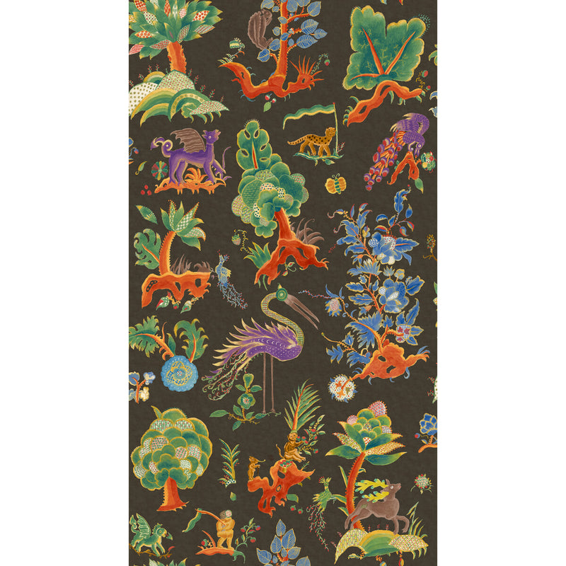G P & J BAKER - GERTRUDE- CHARCOAL/JEWEL - Wallcovering by the Roll CHARCOAL/JEWEL