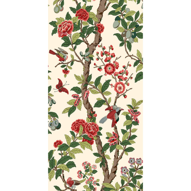 G P & J BAKER - ELDON- RED/GREEN - Wallcovering by the Roll RED/GREEN