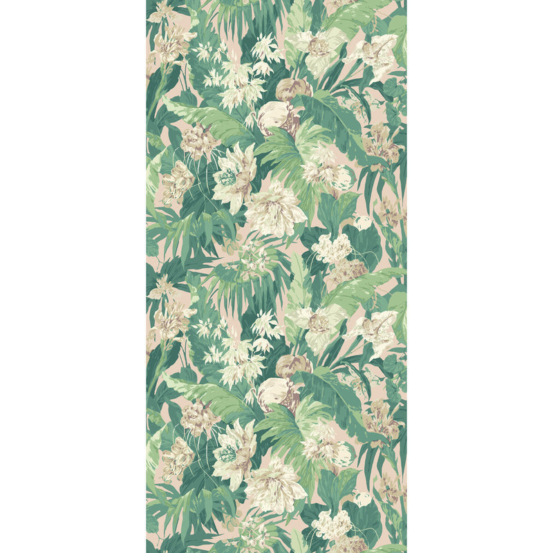 G P & J BAKER - TROPICAL FLORAL- BLUSH/GREEN - Wallcovering by the Roll BLUSH/GREEN