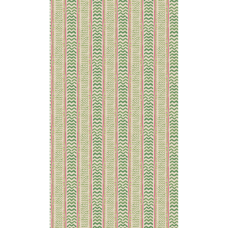 G P & J BAKER - WRIGGLE ROOM- GREEN/PINK - Wallcovering by the Roll GREEN/PINK