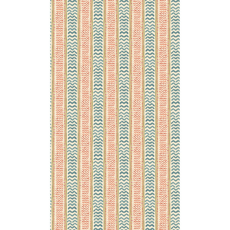 G P & J BAKER - WRIGGLE ROOM- TEAL/SPICE - Wallcovering by the Roll TEAL/SPICE