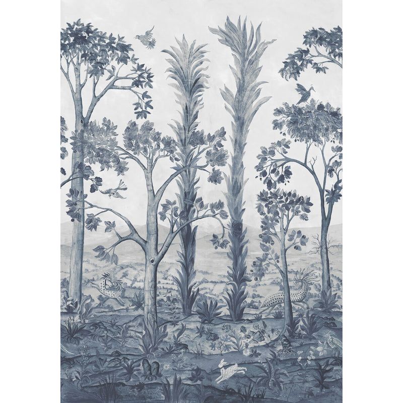 G P & J BAKER - TALL TREES- DELFT BLUE - Wallcovering by the Roll DELFT BLUE